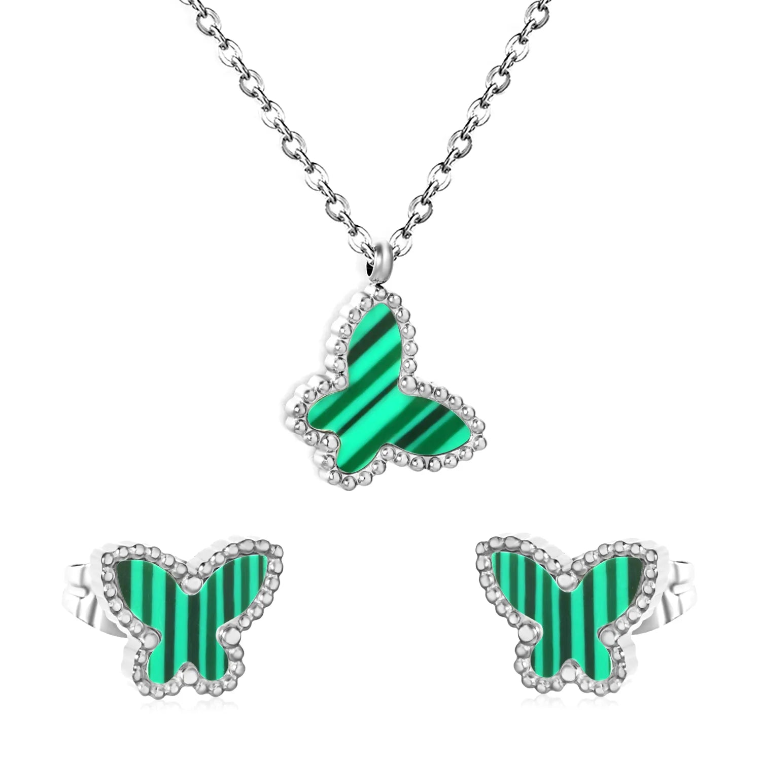 Steel Color Jewelry Set 0.35 Cross Chain 40+5cm Adjustable 6mm Round End Tag 10*8mm Earrings + 13*11mm Pendant with Peacock Pattern Acrylic/Black Acrylic/White Shell Women Daily Casual Party Fashion Accessory asonjewelry